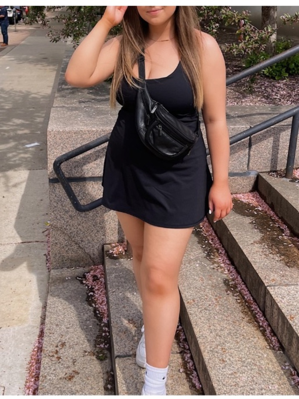 Aerie Athletic Scoopneck Sleeveless Built-in-Shorts A-Line Dress Black Large